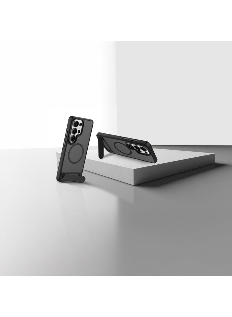 ليفيلو حافظة سامسونج جالاكسي S26 ألترا متوافقة مع MagSafe مع قاعدة مدمجة، طبقة مقاومة لبصمات الأصابع، حواف مرتفعة لحماية الكاميرا والشاشة، حافة مقاومة للصدمات، تم اختبارها لتحمل السقوط من ارتفاع 5 أقدام - Image 2